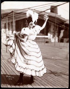 An Actress in Costume Rehearsing on the Roof of What is Probably the New York Theatre, New York, 1900